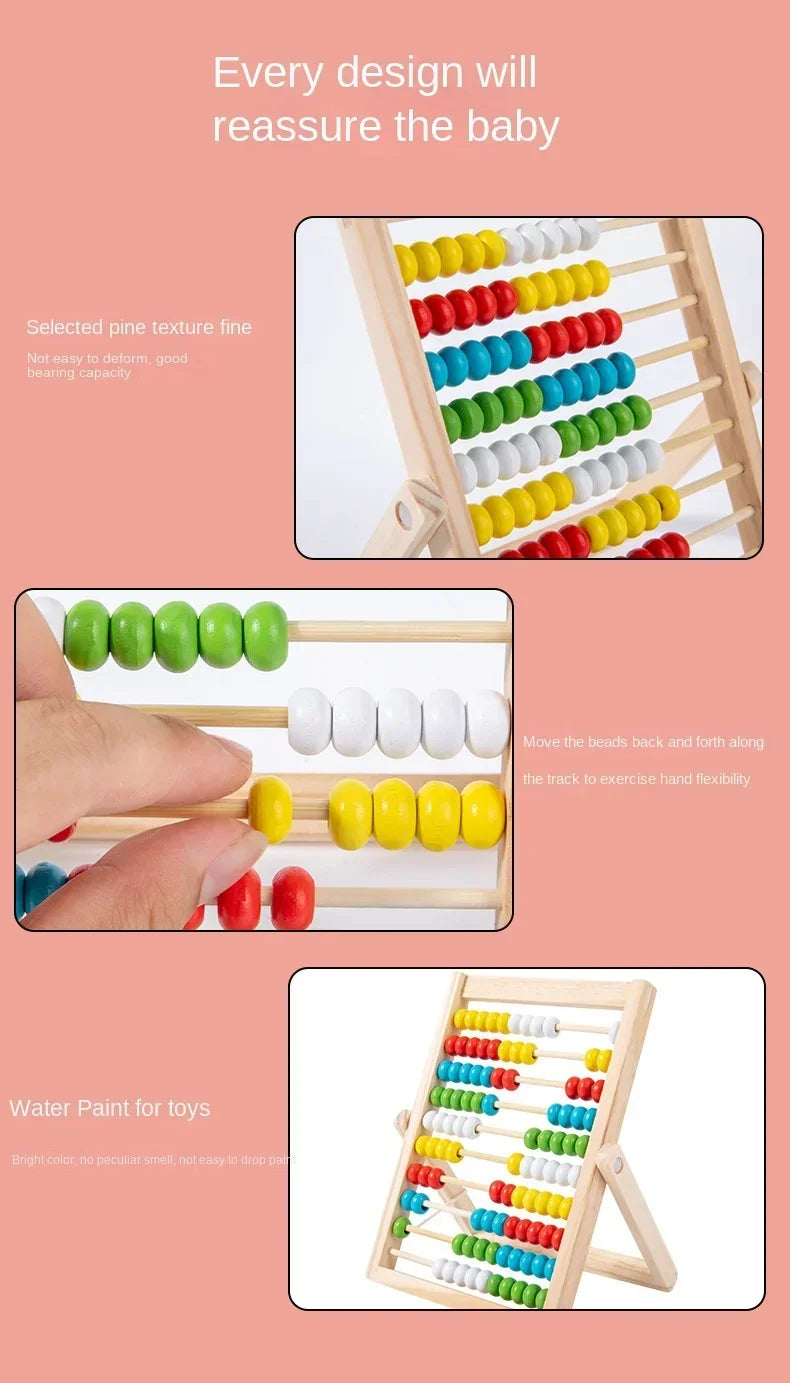 Classic Wooden 100-Bead Abacus - Preschool Montessori Math Learning Toy