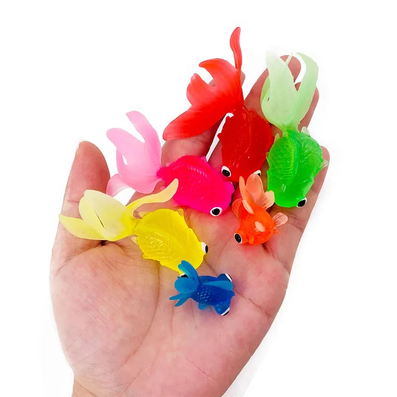 Cute Kawaii Floating Rubber Goldfish Bath Toys for Toddlers - 6-Piece Soft Squeaky Water Play Set, Sensory Animal Bathing Shower Toys & Fun Pool Party Gifts for Kids