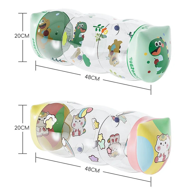 Baby Crawling Roller Activity Toy - Inflatable Sensory Roller with Ball Rattles