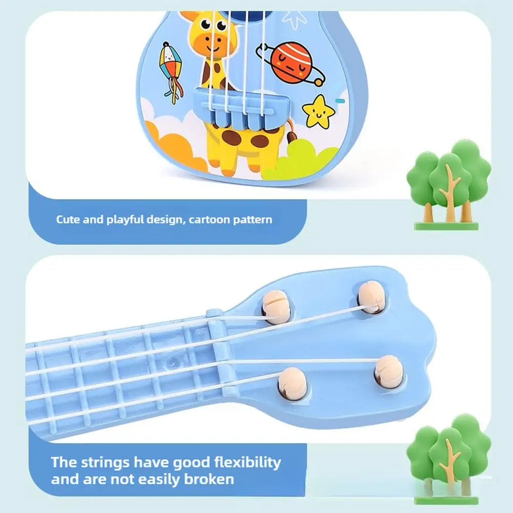 Mini Simulation Ukulele Guitar Toy for Kids - 4-String Educational Musical Instrument for Toddlers, Beginner Rhythm Acoustic Guitar Toy for Boys & Girls Birthday Gifts