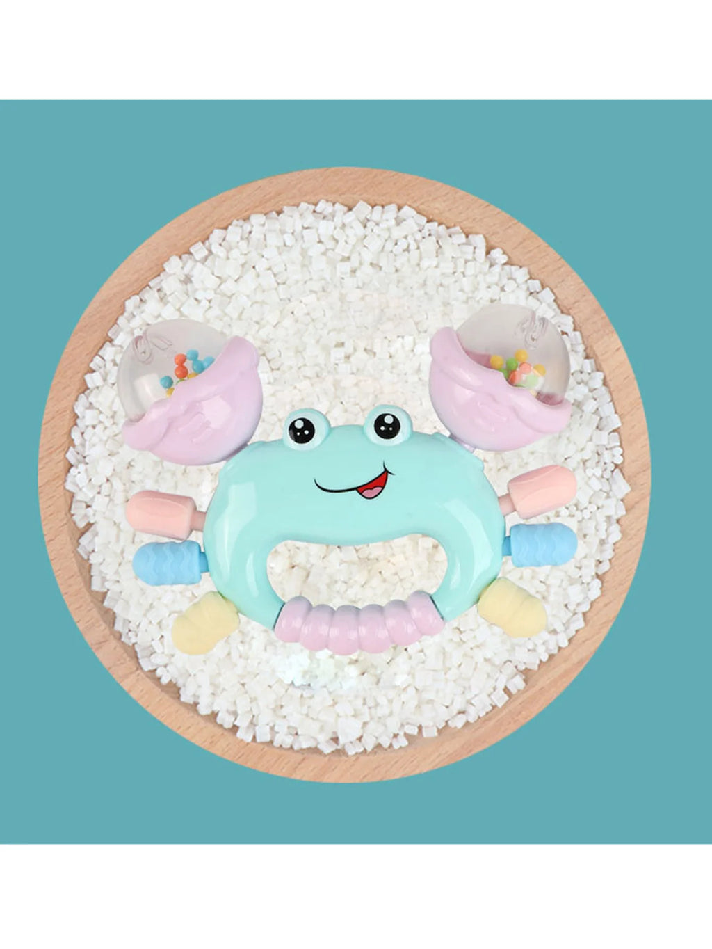 Interactive Newborn Baby Rattle & Teether Toy - Cute Cartoon Crab Sensory Teething Toy for Infants 0-36 Months, Early Development Hand-Grasp Shaking Rattle & Sound Play Toy (Random Color)
