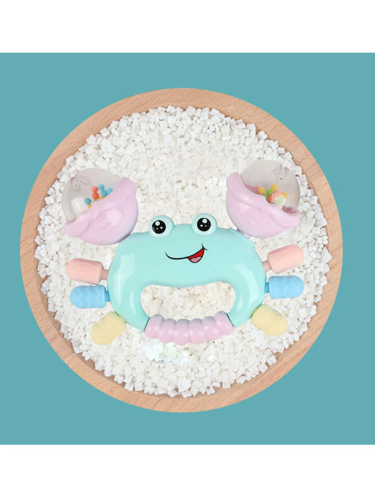 Interactive Newborn Baby Rattle & Teether Toy - Cute Cartoon Crab Sensory Teething Toy for Infants 0-36 Months, Early Development Hand-Grasp Shaking Rattle & Sound Play Toy (Random Color)