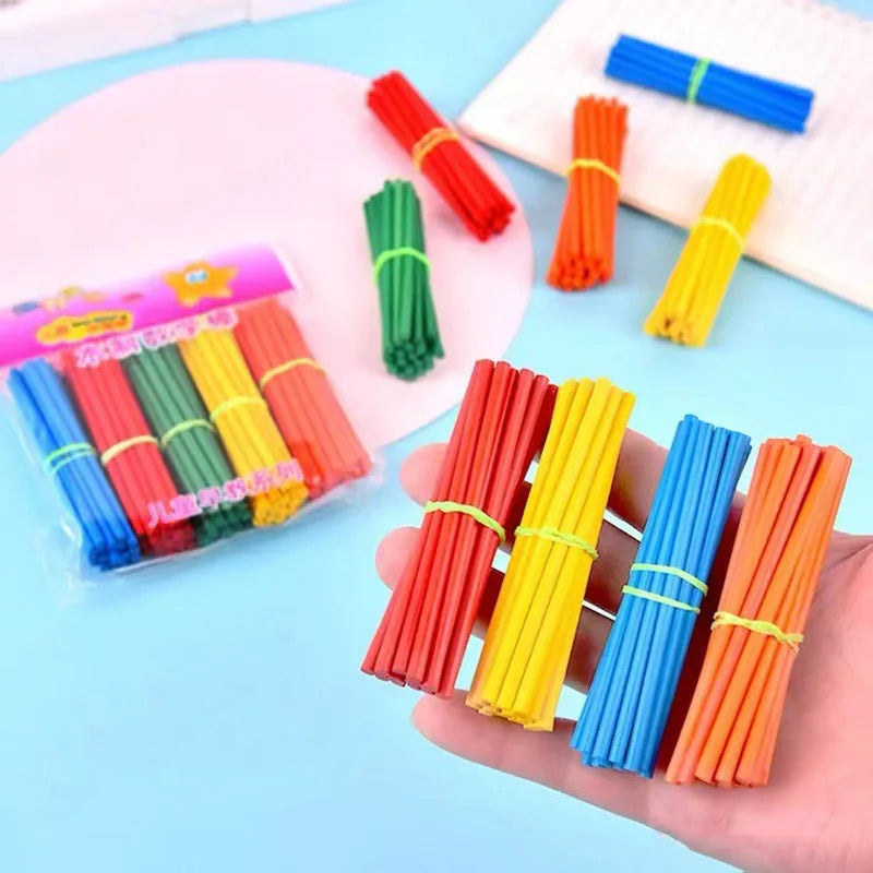 Montessori Wooden & Plastic Math Counting Sticks & Geometric Shape Sorting Blocks - Educational Preschool Learning Toy for Early Calculation, Number Recognition & Focus Training