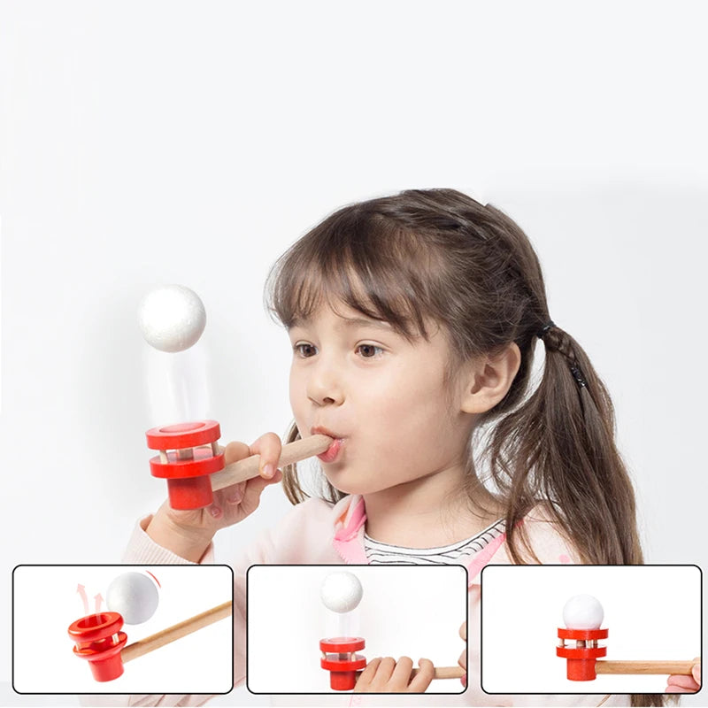 Montessori Floating Blow Pipe Ball Toy, Fine Motor Skill Trainer