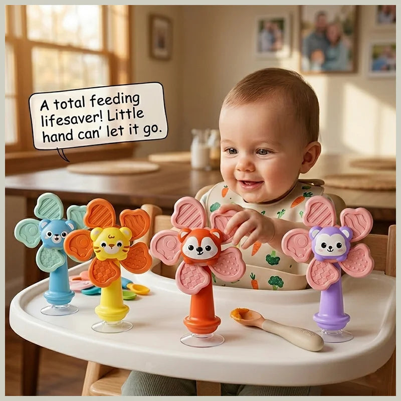 "Children High Chair Suction Cup Spinner - Montessori Travel Toy & Rattle"