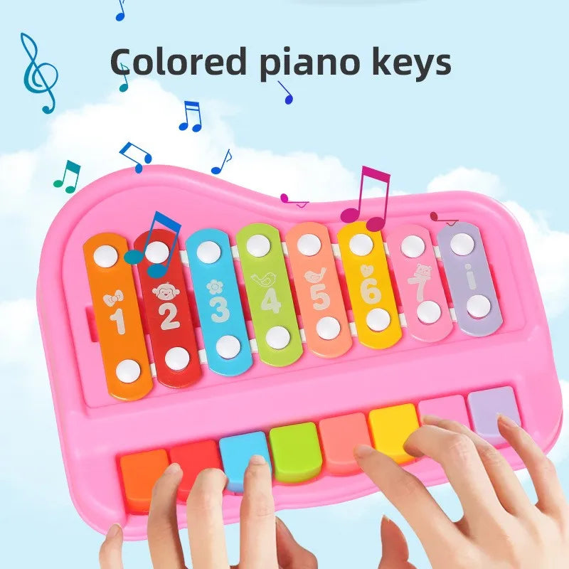 2 in 1 Baby Music instruments Montessori Toys 8-note Xylophone Piano Parish Music Play Educational Games Travel Toys for Toddler