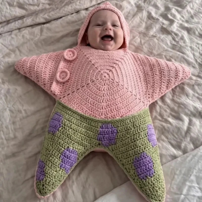 Cozy Winter Hand-Crocheted Starfish Baby Romper