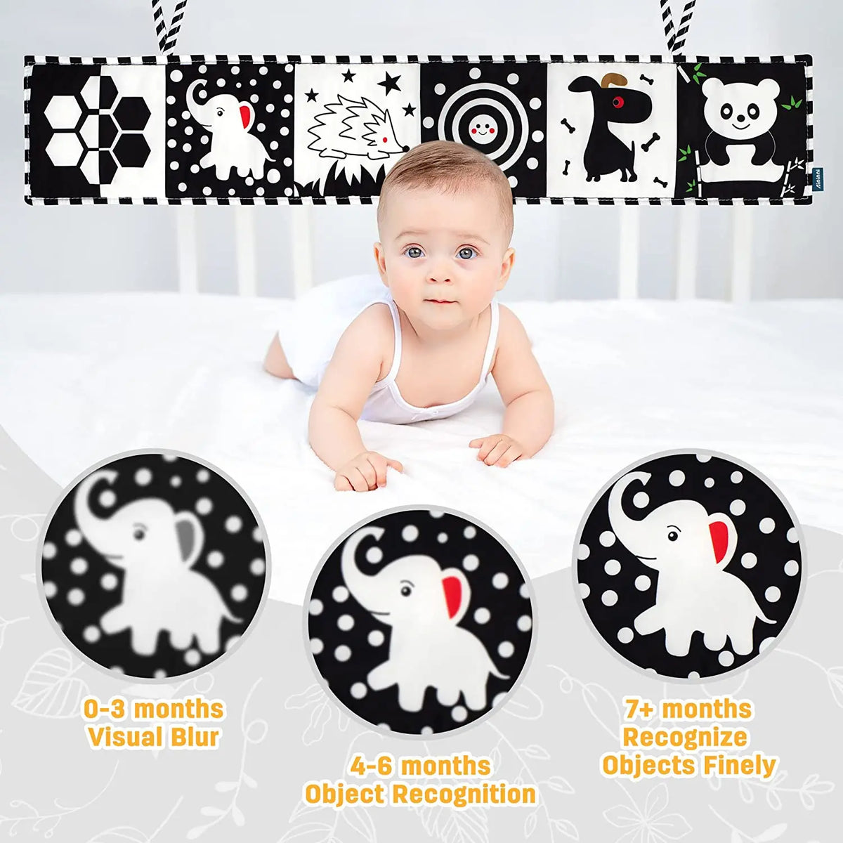 Black & White Montessori Sensory Cloth Book for Newborns (0 - 12 months old)