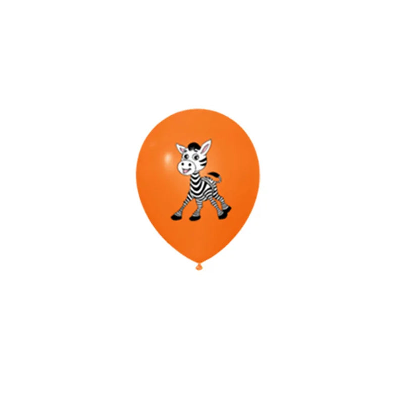 "12-Inch Mixed Animal Jungle Balloons - 10-Pack Kids Birthday Party Decor"