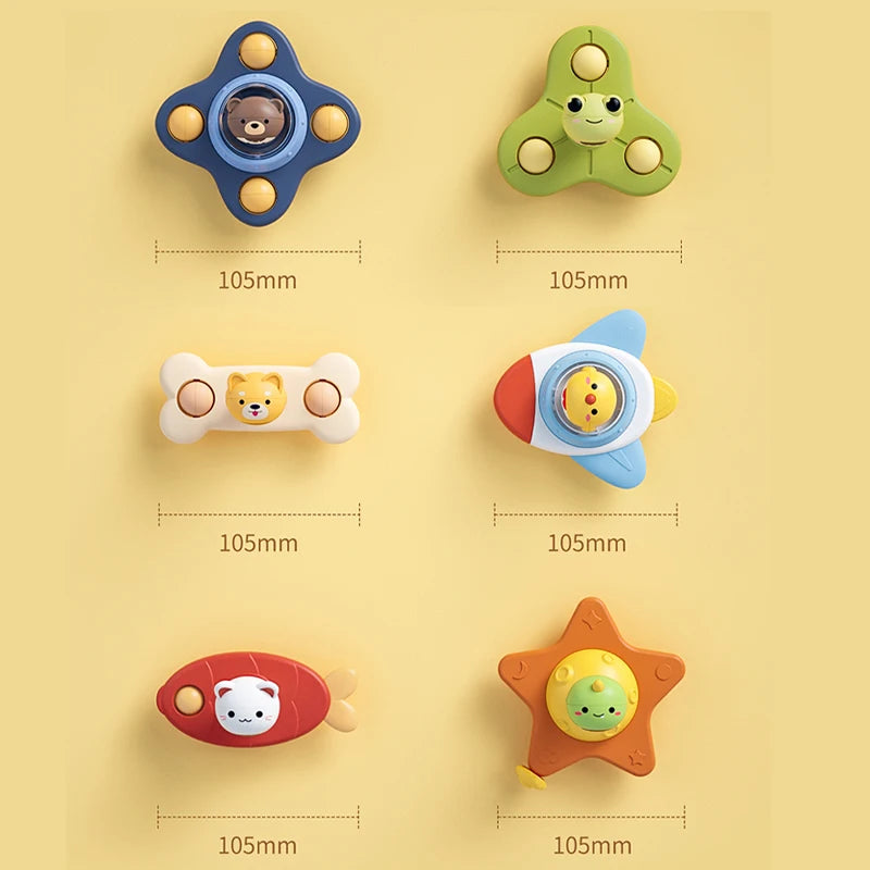 Baby Montessori Spin Cup Bath Toy - Suction Sensory Spinner & Rattle