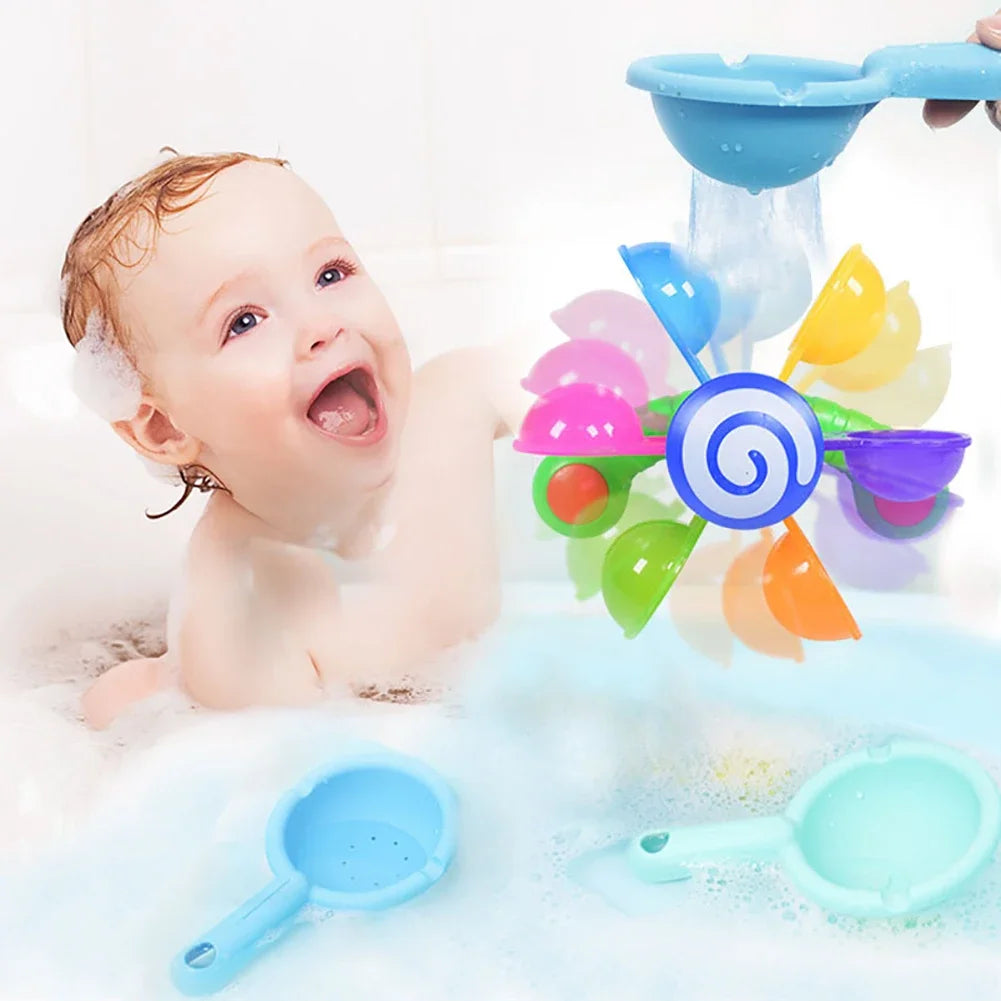 Water Wheel Suction Cup Bath Toy Set - Interactive Spinning Waterfall & Shower Sprinkler for Toddlers