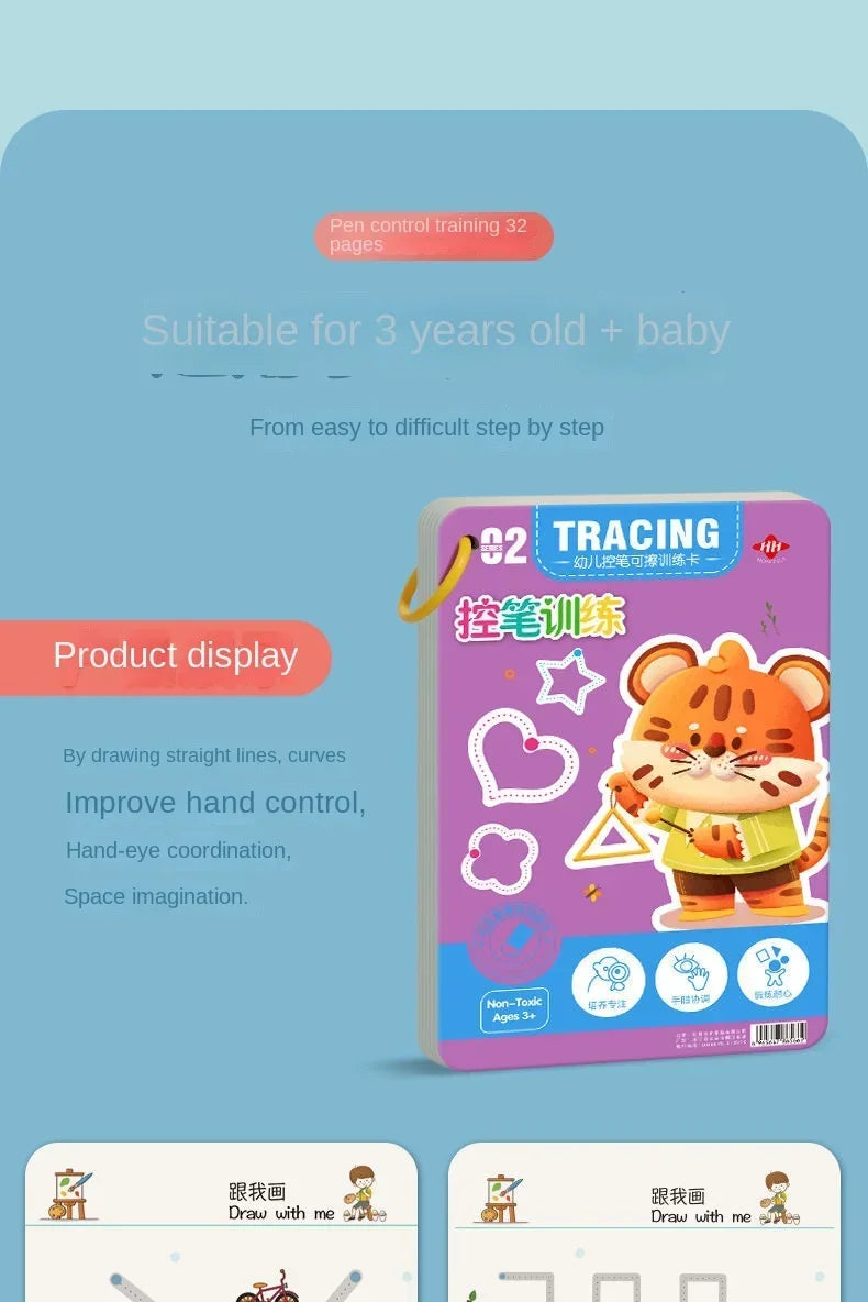 Reusable Montessori Pen Control Tracing Book for Kids