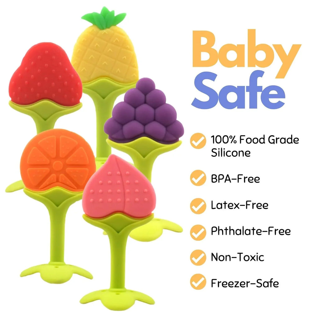 BPA-Free Silicone Fruit Teether Toy for Newborn Baby Sucking Chew Teething Relief Gift