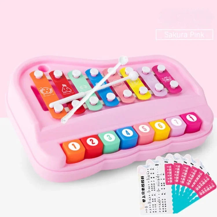 2 in 1 Baby Music instruments Montessori Toys 8-note Xylophone Piano Parish Music Play Educational Games Travel Toys for Toddler