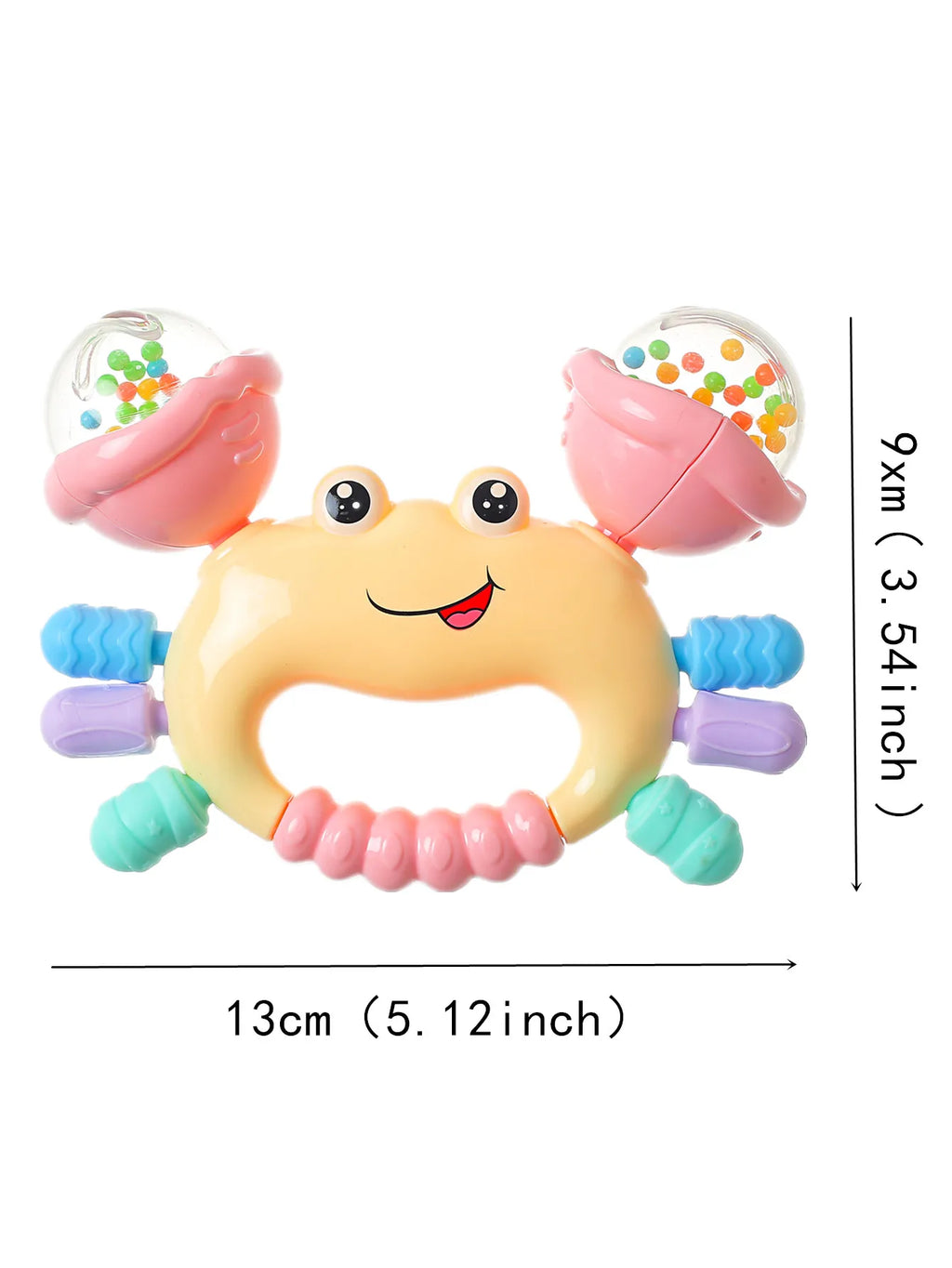 Interactive Newborn Baby Rattle & Teether Toy - Cute Cartoon Crab Sensory Teething Toy for Infants 0-36 Months, Early Development Hand-Grasp Shaking Rattle & Sound Play Toy (Random Color)