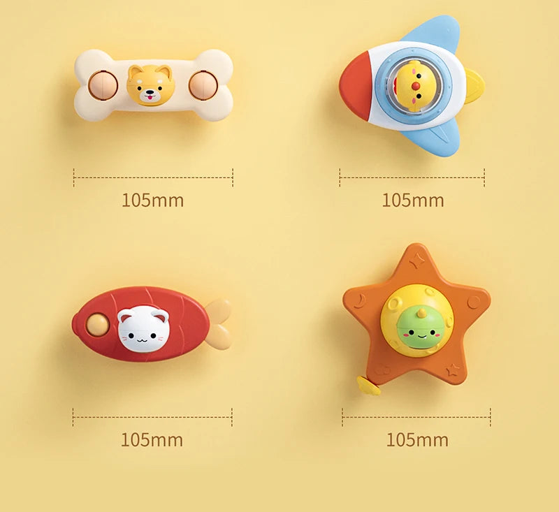 Baby Montessori Spin Cup Bath Toy - Suction Sensory Spinner & Rattle