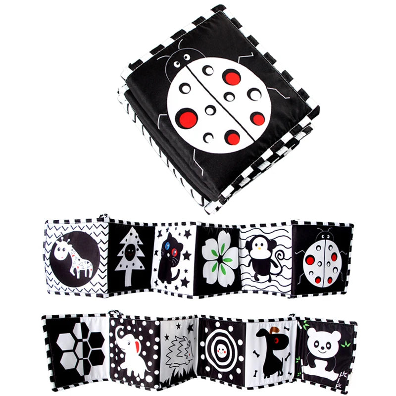 Black & White Montessori Sensory Cloth Book for Newborns (0 - 12 months old)
