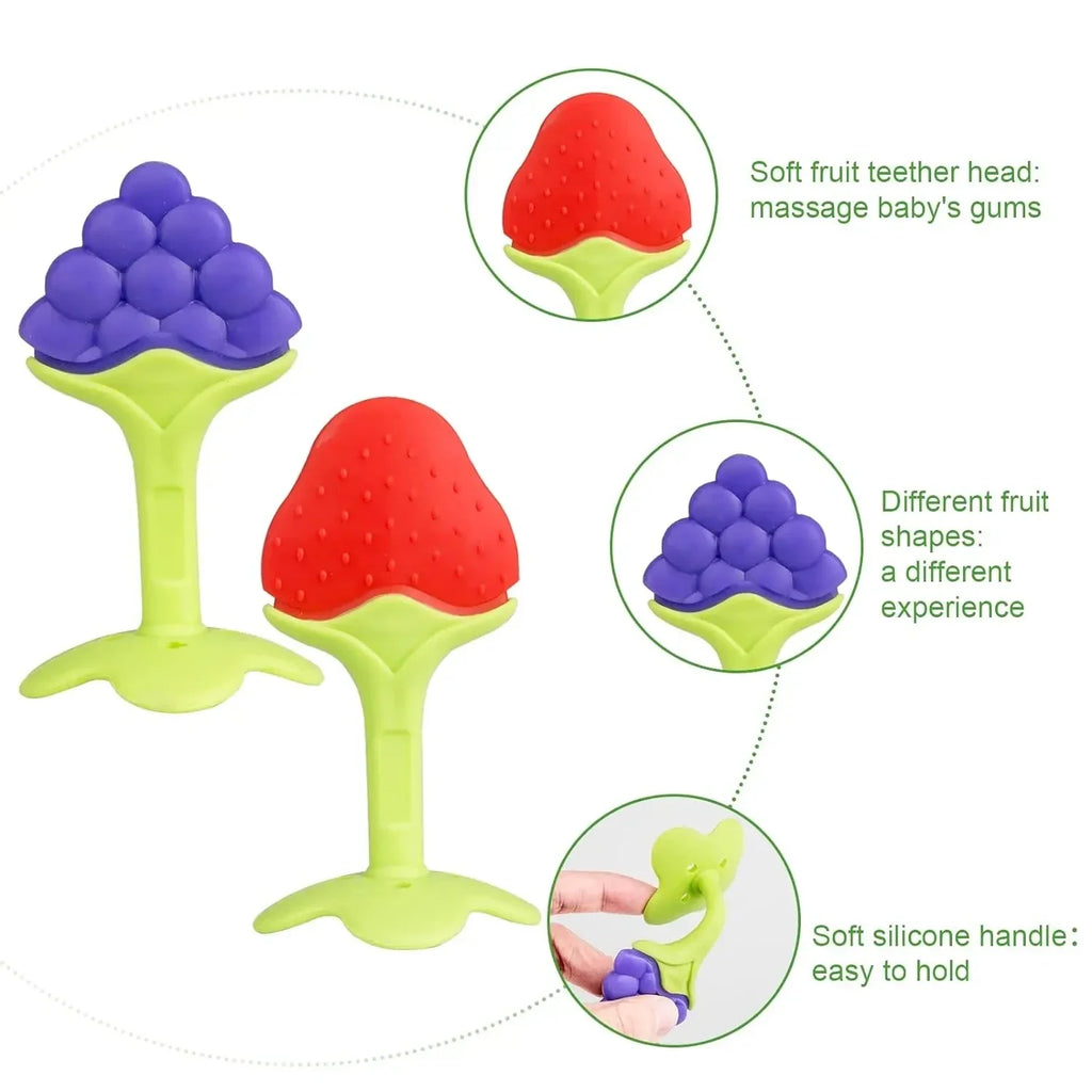 BPA-Free Silicone Fruit Teether Toy for Newborn Baby Sucking Chew Teething Relief Gift