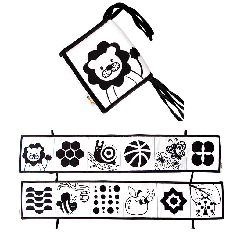 Black & White Montessori Sensory Cloth Book for Newborns (0 - 12 months old)