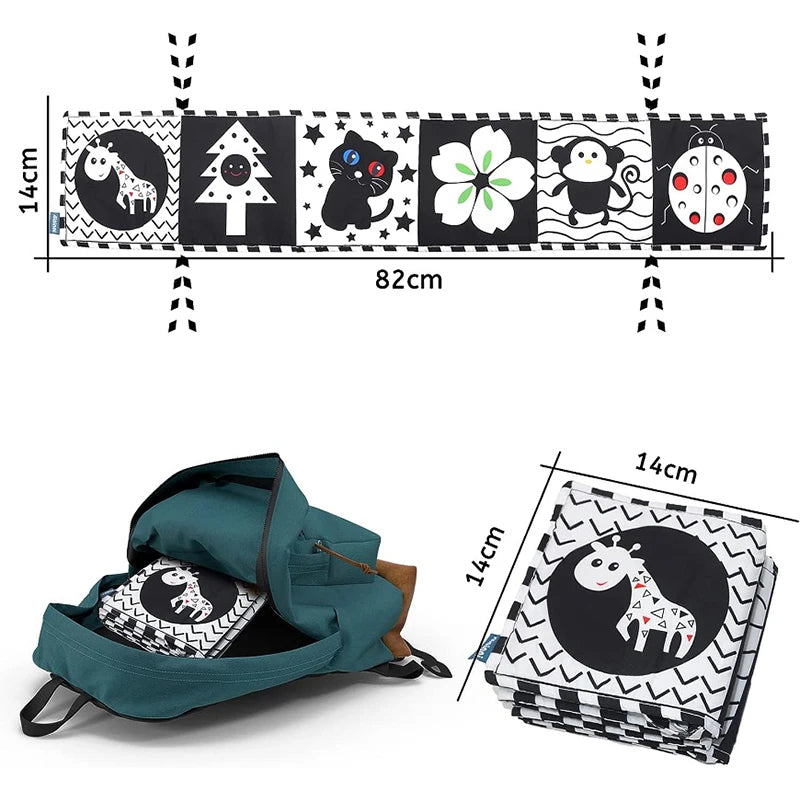 Black & White Montessori Sensory Cloth Book for Newborns (0 - 12 months old)