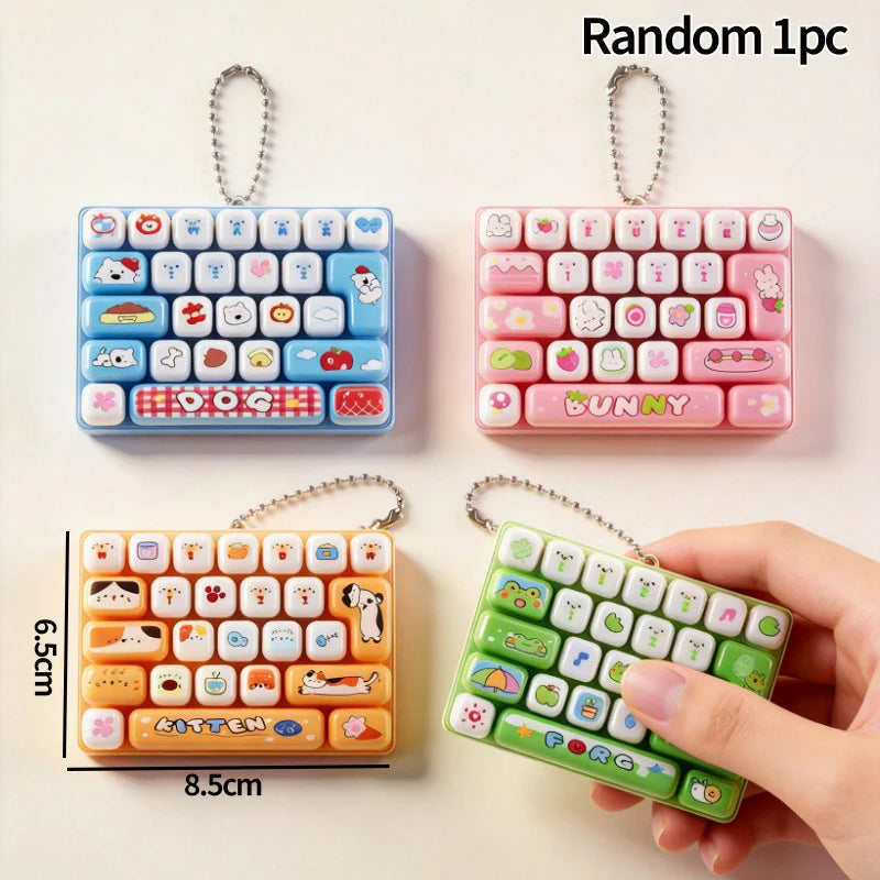 Mini 26-Key Mechanical Keyboard Keychain Fingertip Fidget Clicker Cute Backpack Hanging Charm For Gift