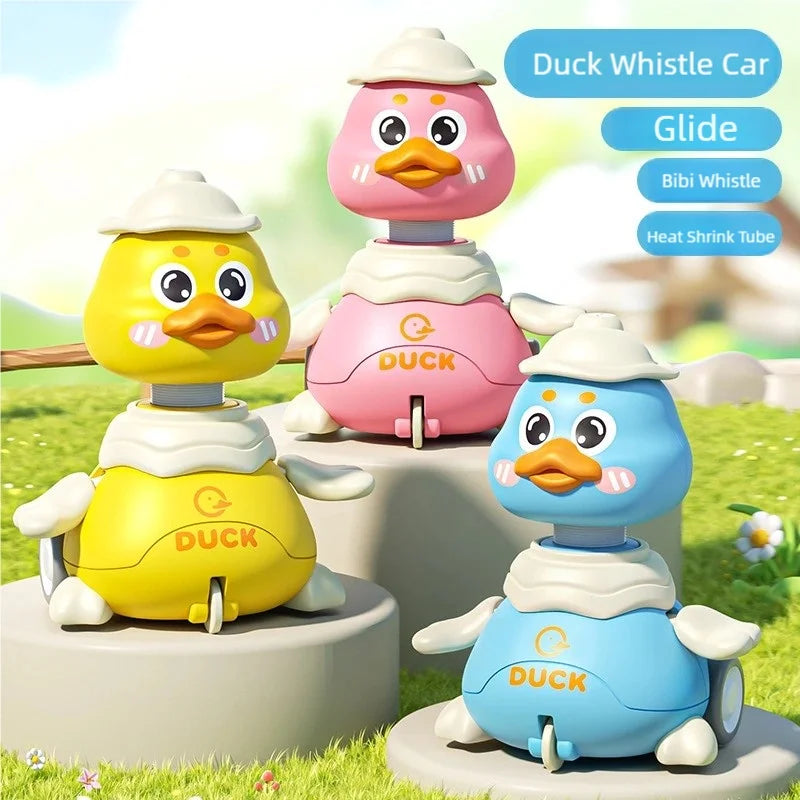 Cute Duck & Elephant Whistle Toy - Expandable Sensory Tube & Inertia Car
