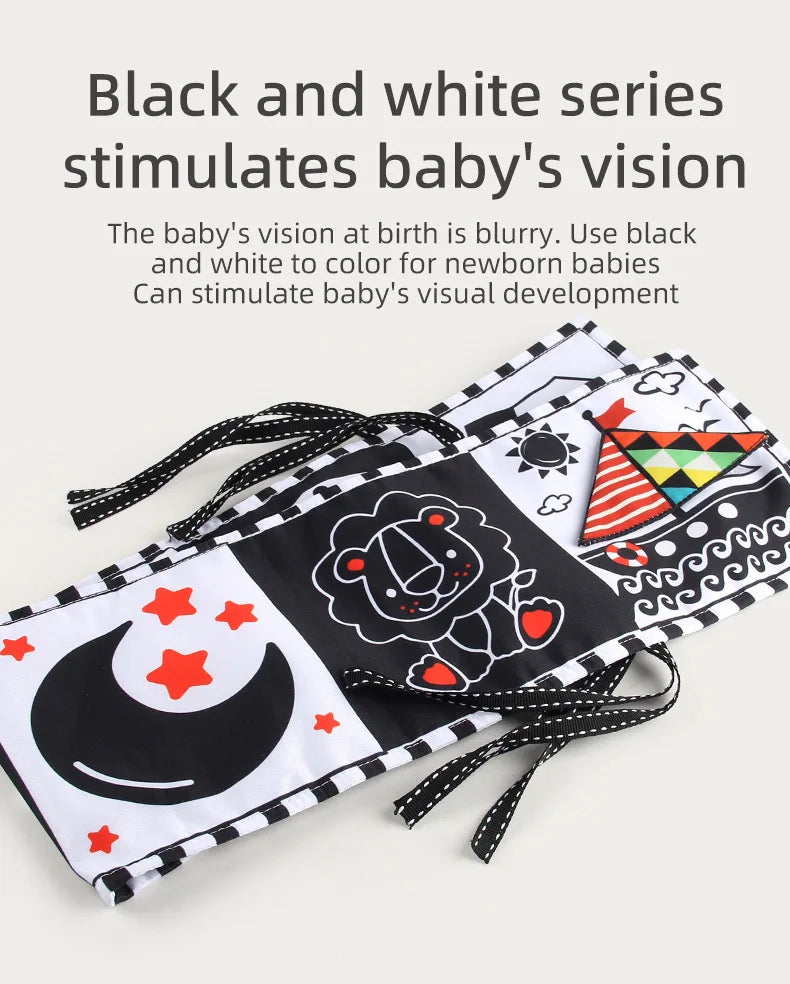 Black & White Montessori Sensory Cloth Book for Newborns (0 - 12 months old)