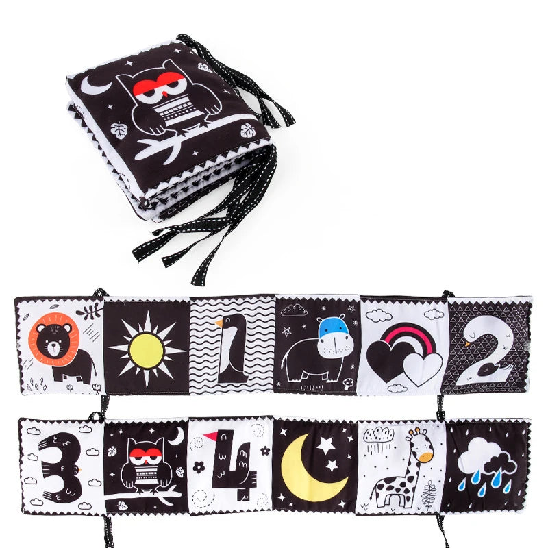Black & White Montessori Sensory Cloth Book for Newborns (0 - 12 months old)
