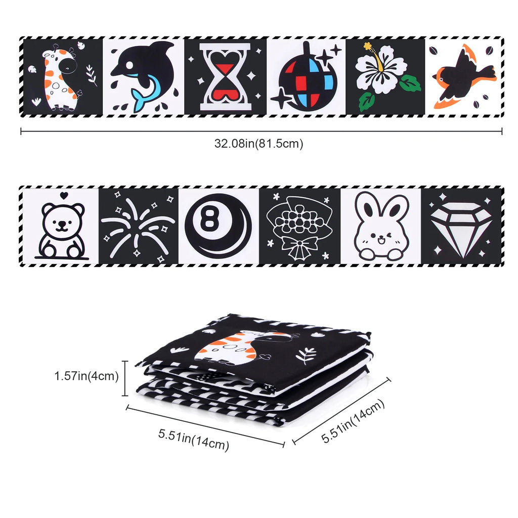 Black & White Montessori Sensory Cloth Book for Newborns (0 - 12 months old)