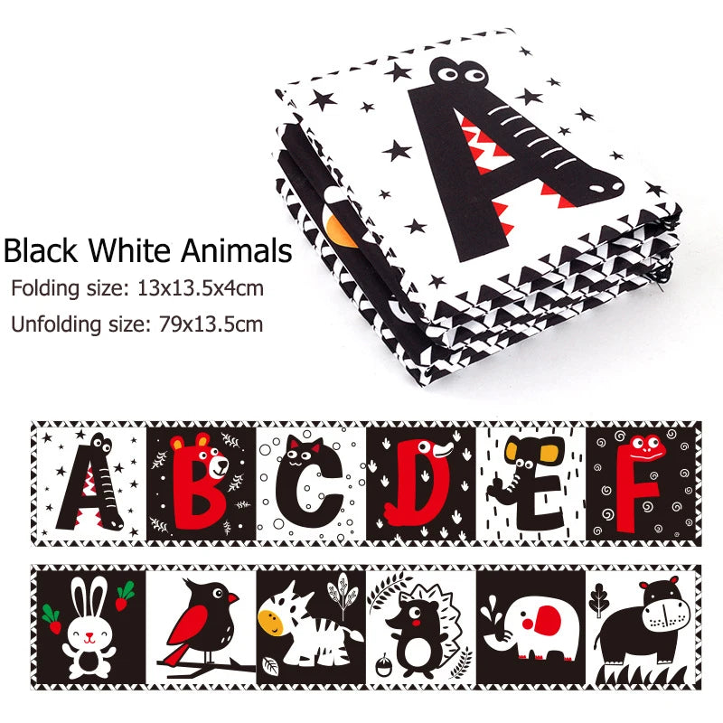 Black & White Montessori Sensory Cloth Book for Newborns (0 - 12 months old)