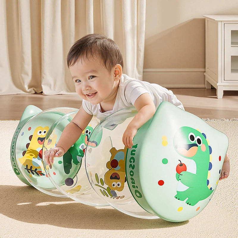 Baby Crawling Roller Activity Toy - Inflatable Sensory Roller with Ball Rattles