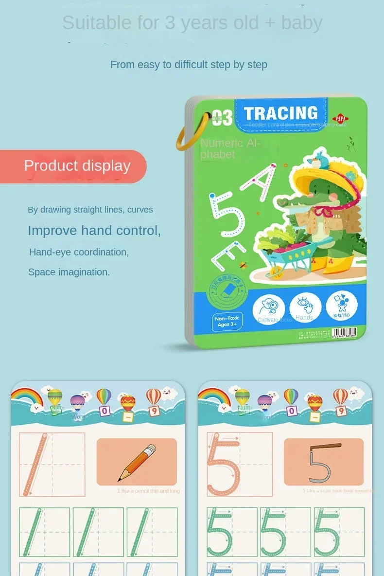 Reusable Montessori Pen Control Tracing Book for Kids