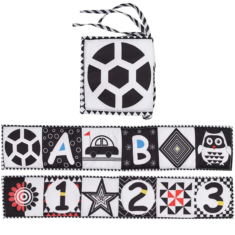 Black & White Montessori Sensory Cloth Book for Newborns (0 - 12 months old)