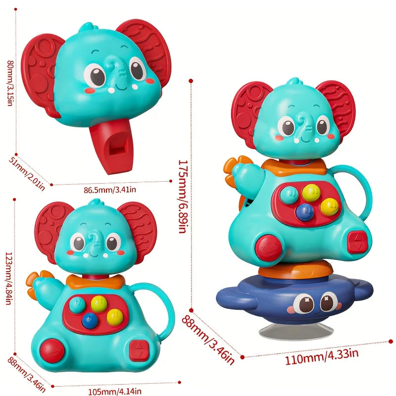 360° Rotating Blue Elephant Suction Cup Gyro Toy