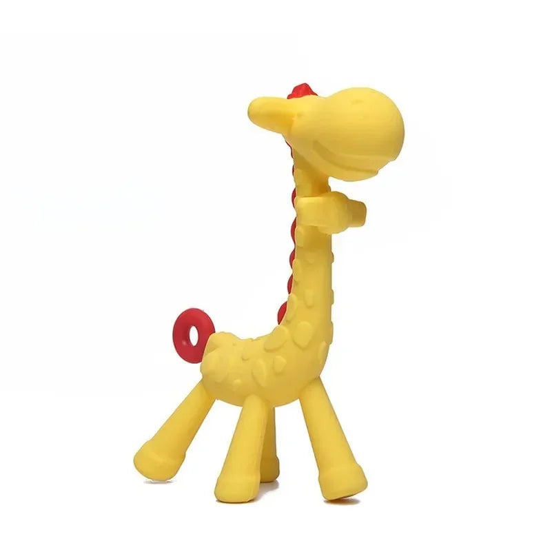 "Cute Baby Giraffe Silicone Teether - Soft Pain Relief Molar Toy"