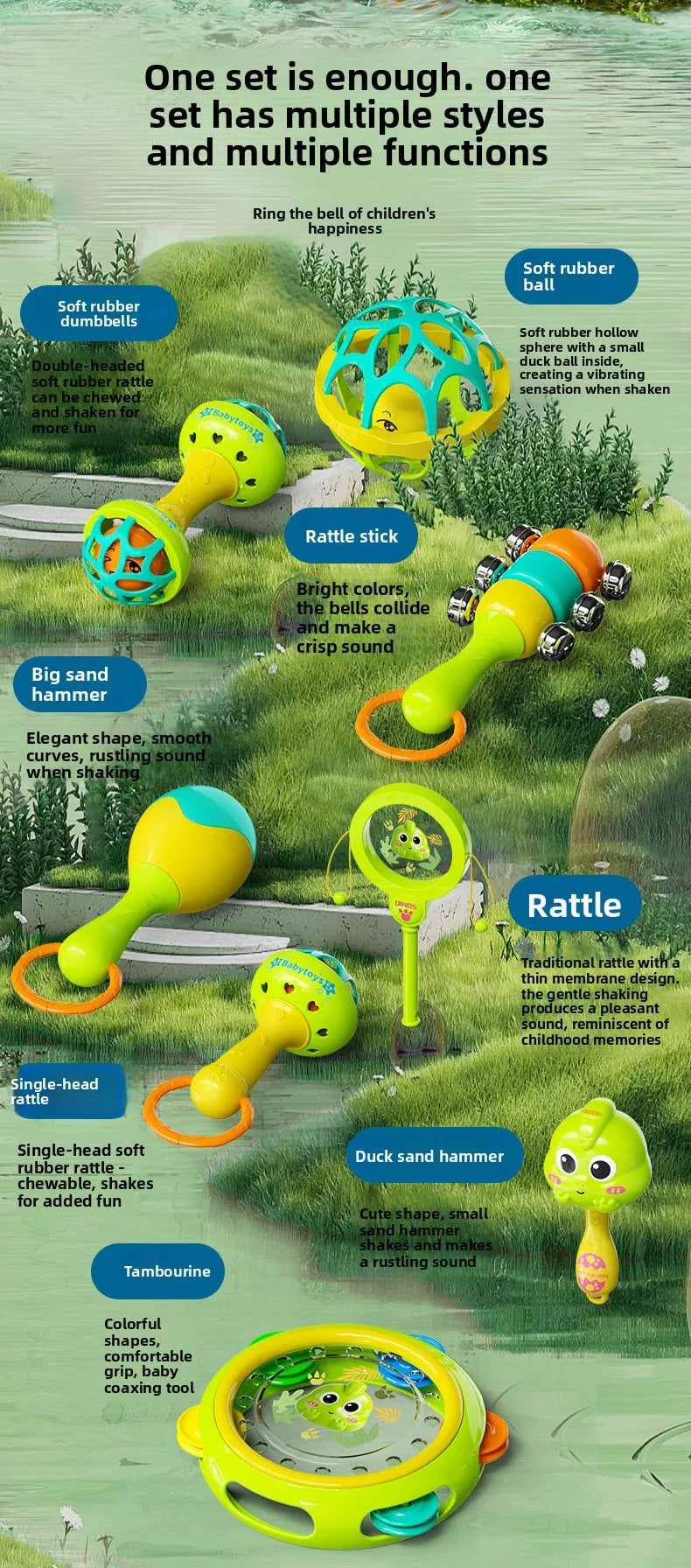 Baby Rattle Toys 0-12M, Colorful Sensory Shaker, Newborn Christmas Gift
