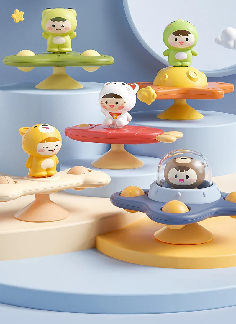 Baby Montessori Spin Cup Bath Toy - Suction Sensory Spinner & Rattle