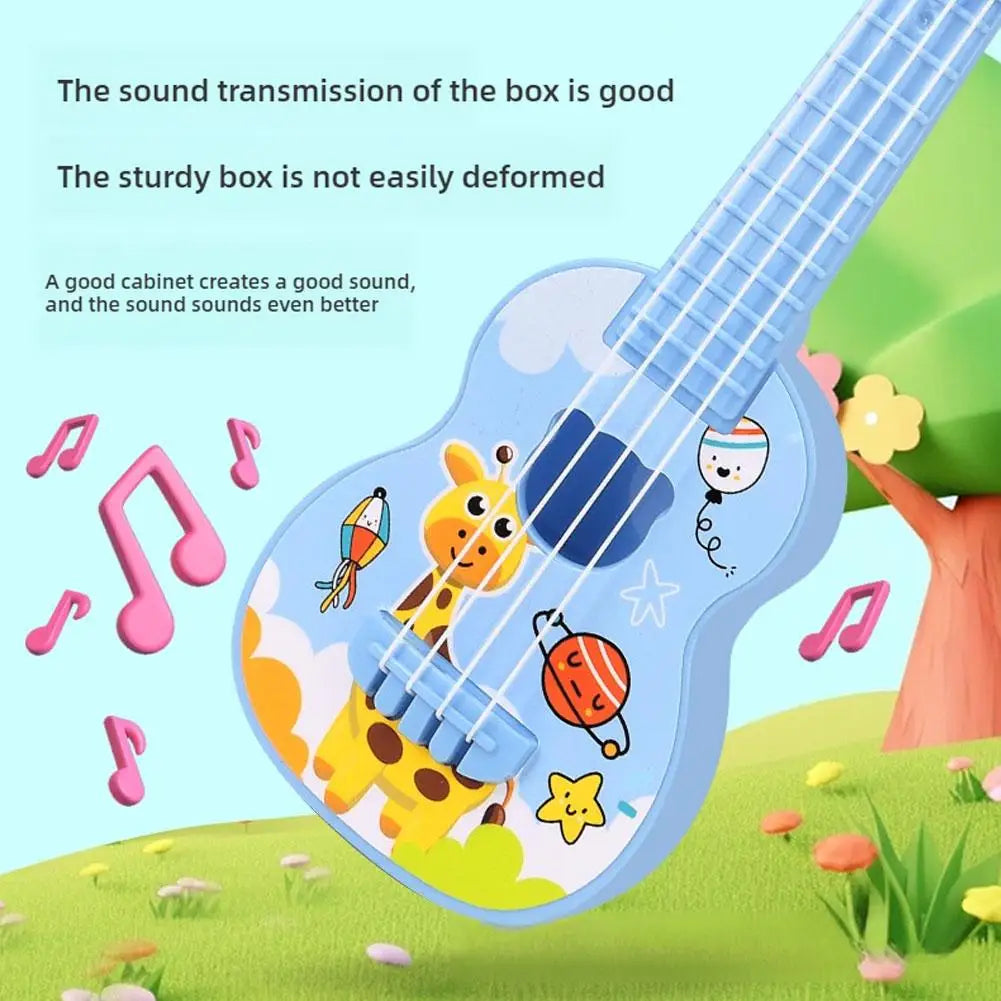 Mini Simulation Ukulele Guitar Toy for Kids - 4-String Educational Musical Instrument for Toddlers, Beginner Rhythm Acoustic Guitar Toy for Boys & Girls Birthday Gifts