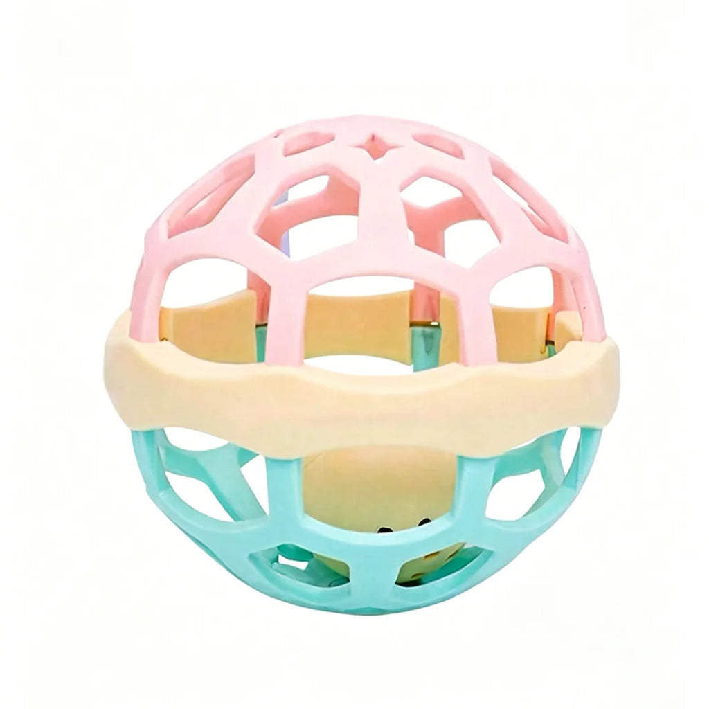 0-12 Months Baby Rotating Rattle Ball Toy Silicone Teether Grasping Activity Sensory Learning Gift