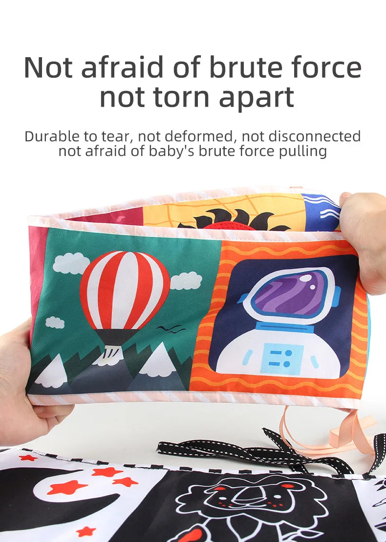 Black & White Montessori Sensory Cloth Book for Newborns (0 - 12 months old)