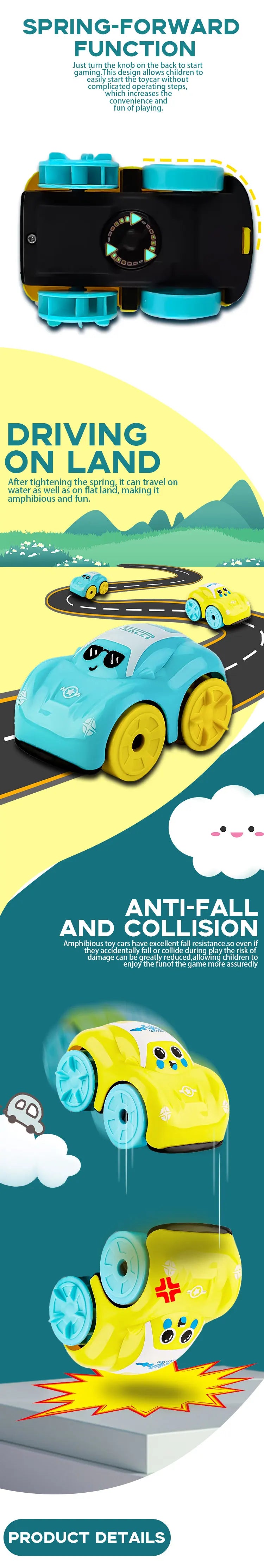 Baby Bath Floating Clockwork Toy Car Amphibious Water Playing Cute Swimming Toy for Children