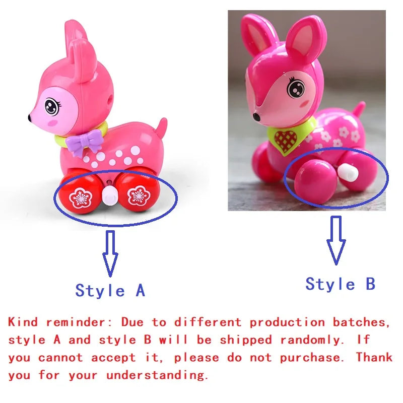 Cute Cartoon Deer Wind-Up Toy Colorful Clockwork Spring Running Animal Toy for Kids Gift