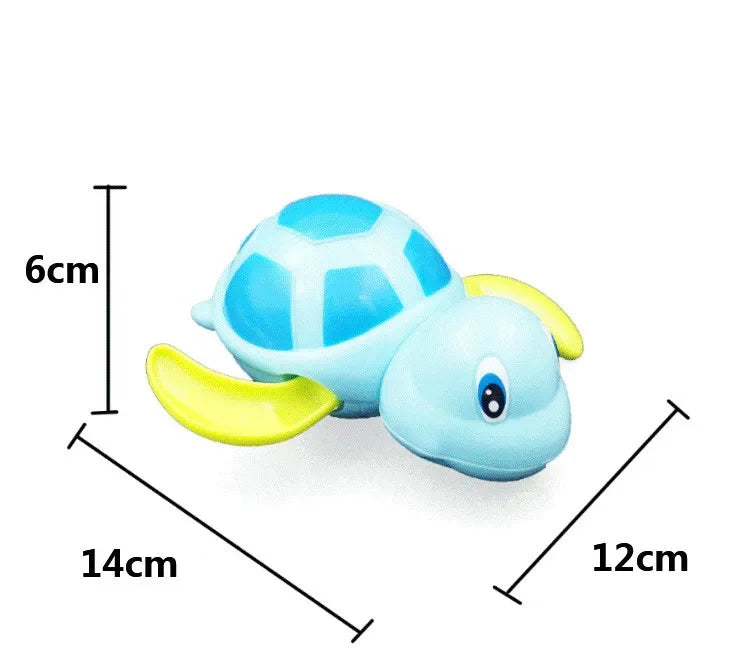 "Cartoon Animal Tortoise Wind-Up Baby Bath Toy - Swimming Turtle"