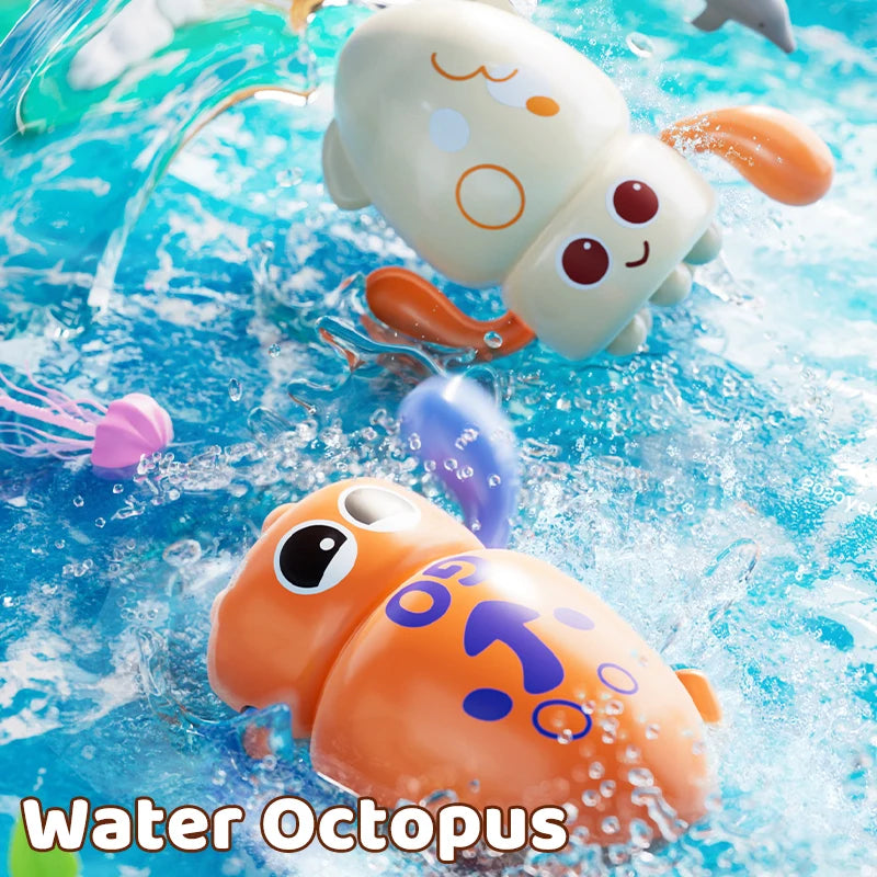 Cute Swimming Octopus Bath Toys (1-4 Pack) – Floating Curled Edge Pool & Bathtub Toys for Toddlers, Boys and Girls
