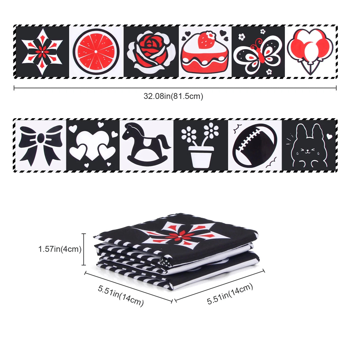 Black & White Montessori Sensory Cloth Book for Newborns (0 - 12 months old)