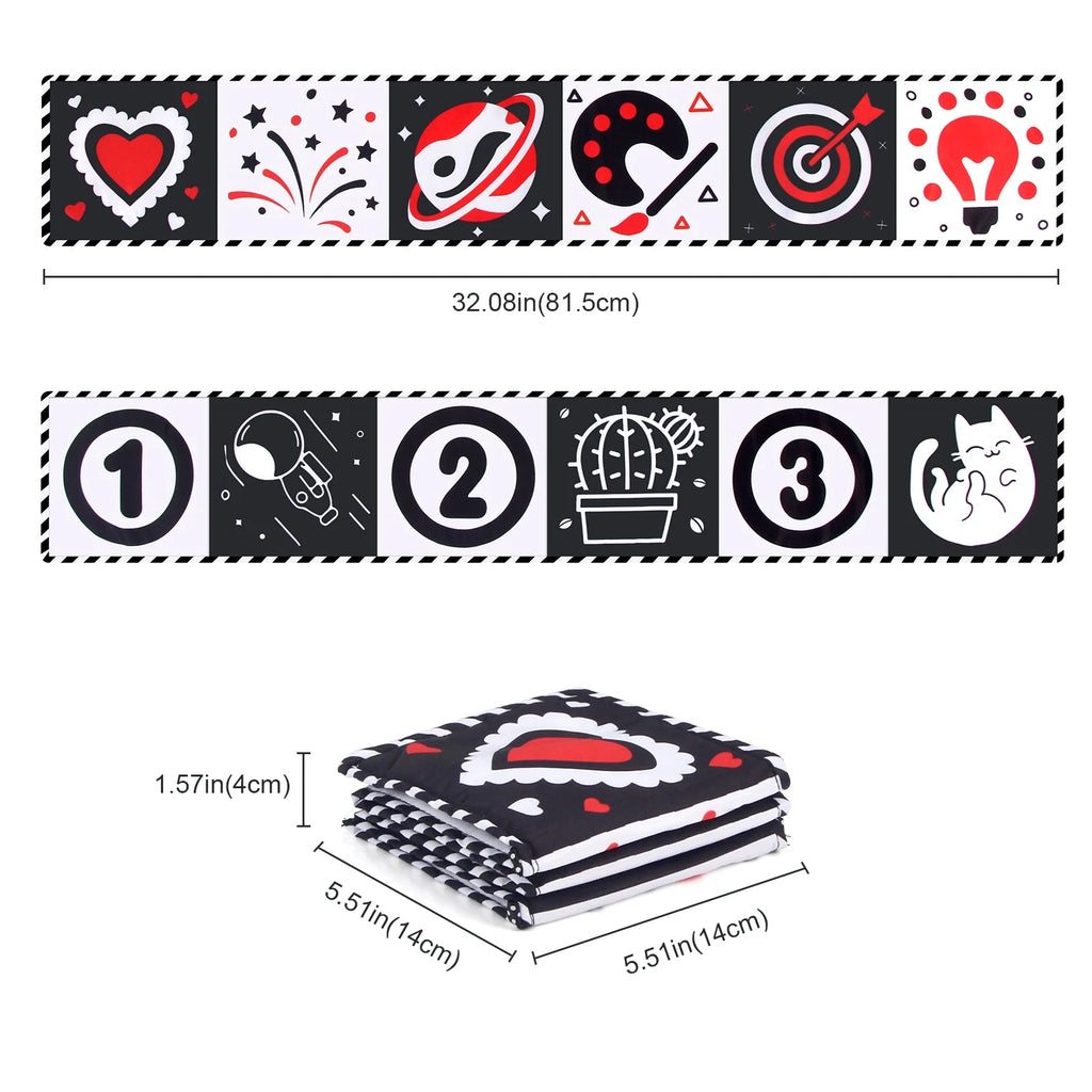 Black & White Montessori Sensory Cloth Book for Newborns (0 - 12 months old)