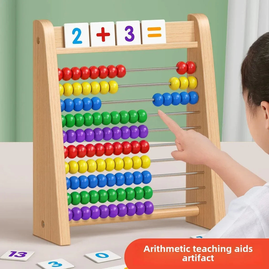 Classic Wooden 100-Bead Abacus - Preschool Montessori Math Learning Toy