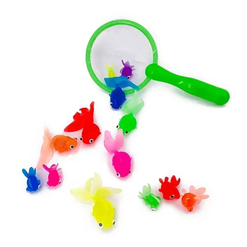 Cute Kawaii Floating Rubber Goldfish Bath Toys for Toddlers - 6-Piece Soft Squeaky Water Play Set, Sensory Animal Bathing Shower Toys & Fun Pool Party Gifts for Kids