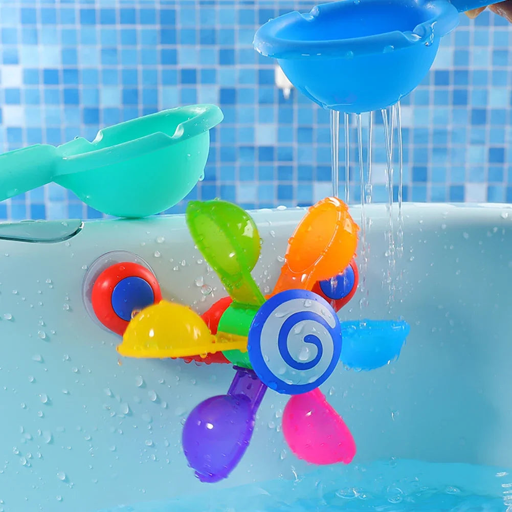 Water Wheel Suction Cup Bath Toy Set - Interactive Spinning Waterfall & Shower Sprinkler for Toddlers