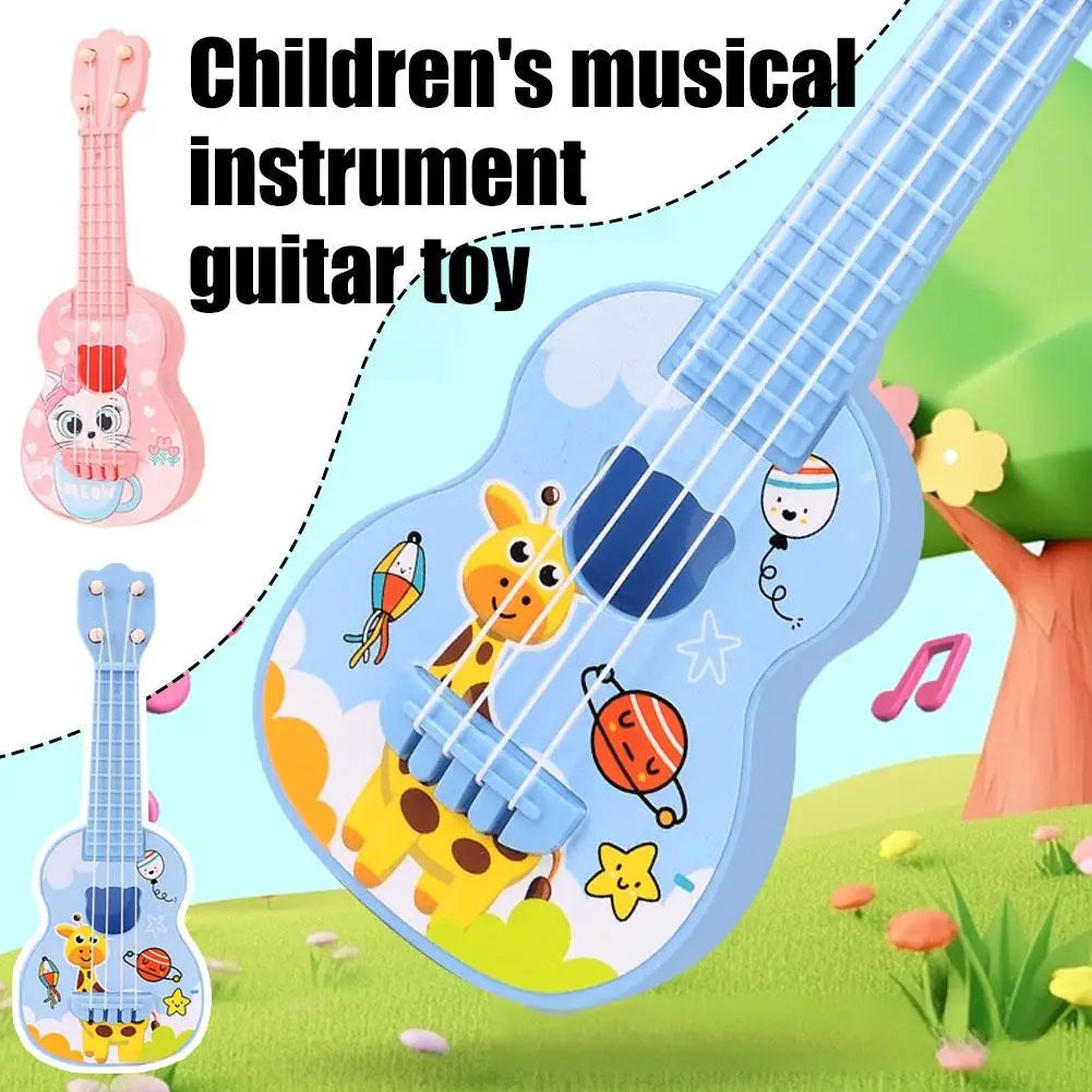 Mini Simulation Ukulele Guitar Toy for Kids - 4-String Educational Musical Instrument for Toddlers, Beginner Rhythm Acoustic Guitar Toy for Boys & Girls Birthday Gifts